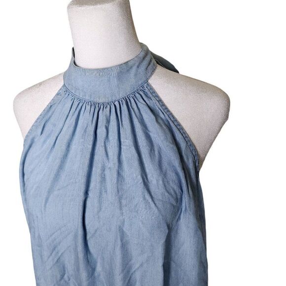 Vince Camuto Sleeveless Tiered Halter Tied Bow Neck Maxi Dress Women Size S Blue - Picture 3 of 11